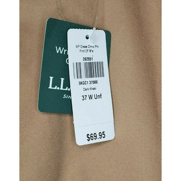 L.L. Bean WF Dress Chino Plain Front Classic Fit 17 Waist %100 Cotton Pants - Picture 4 of 12